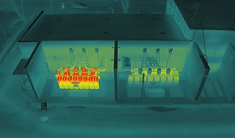 Wärmebild Trafostation aus der Luft